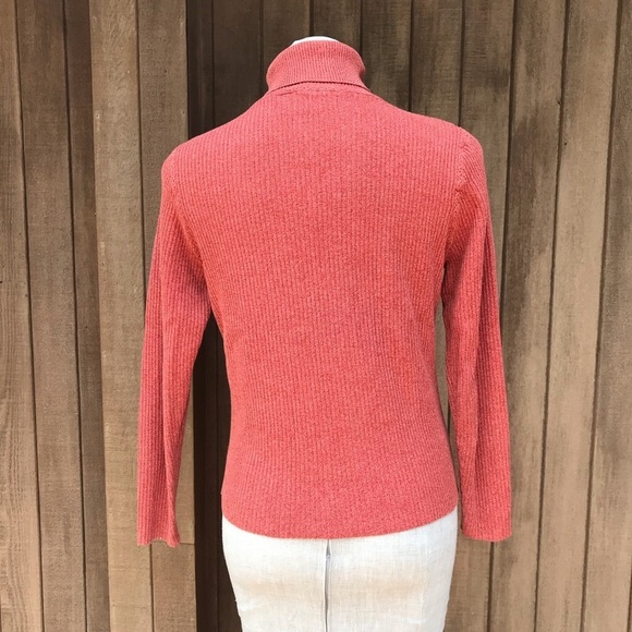 Vintage 90s Coral Pink Ribbed Knit Sweater Top L - Picture 11 of 11